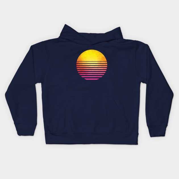 Synthwave Outrun Retro Sun Sunset Kids Hoodie by GWENT